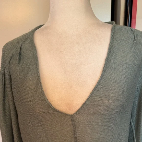 Free People Teal V-Neck Sweater - Picture 2 of 9